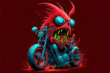 Monster motorcycle Illustration - obrazy, fototapety, plakaty