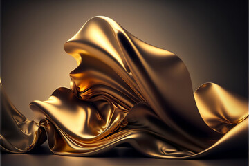 Golden fabric abstract form