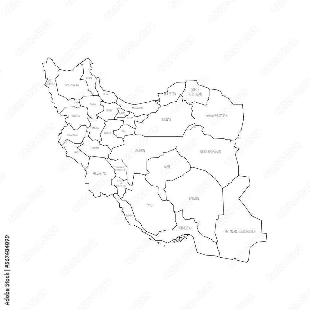 Wall mural Iran political map of administrative divisions - Wall murals