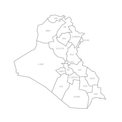 Iraq political map of administrative divisions