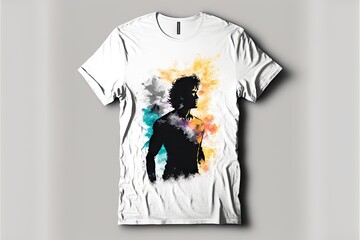 T-shirt mockup with a silhouette of a woman on fire