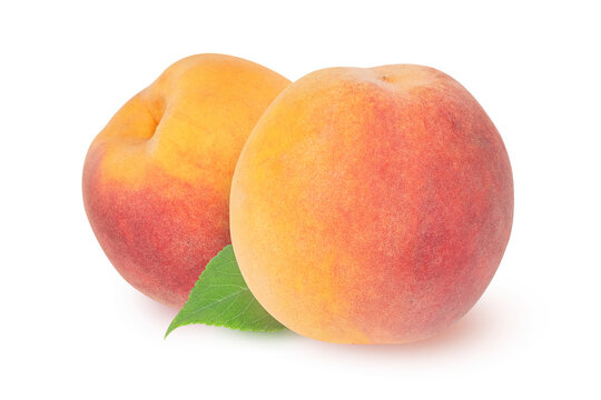 Peaches on an isolated white background