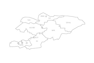 Kyrgyzstan political map of administrative divisions