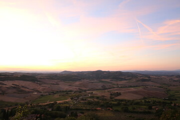Sunset at Val d'Orcia in Tuscany, Italy