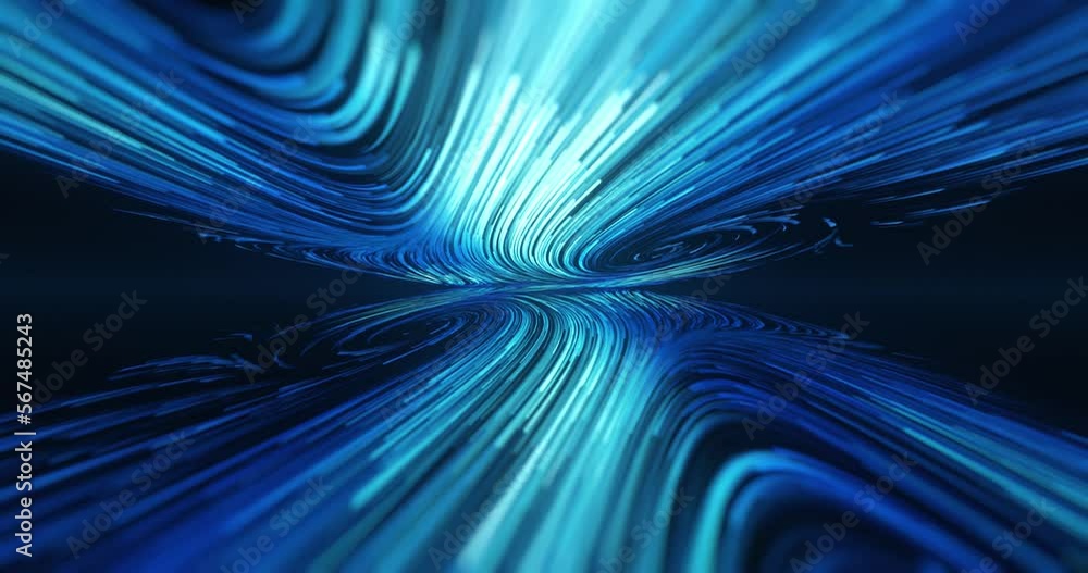 Poster futuristic blue light streak, technology background. glowing abstract connecting lines and dots repr