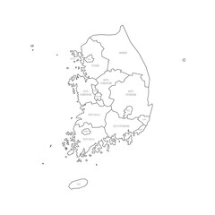 South Korea political map of administrative divisions