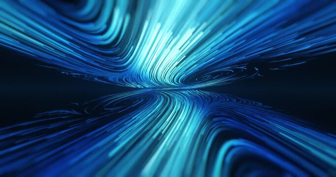 Futuristic blue light streak, technology background. Glowing abstract connecting lines and dots representing, fiber optic, data speed, wireless data, high-speed internet and network theme. 4K loop