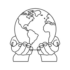 Planet in hands vector illustration