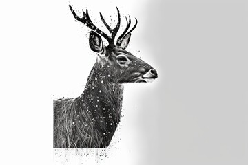 Line art portrait painting sketch of a Deer