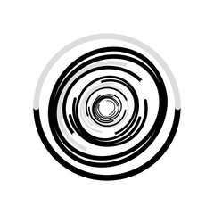 spiral circle, black-white, 3d vector design