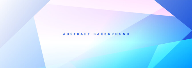 Blue modern abstract wide banner with geometric shapes abstract background. Vector illustration