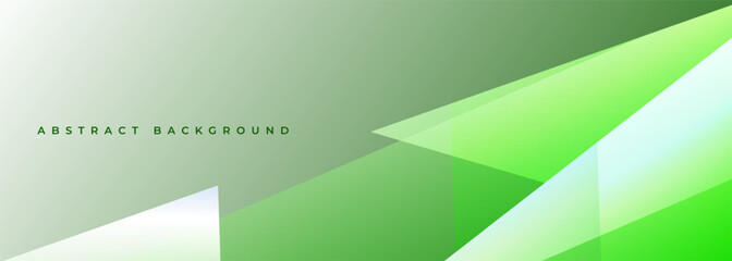 Green modern abstract wide background with geometric shapes. Green abstract banner. Vector illustration