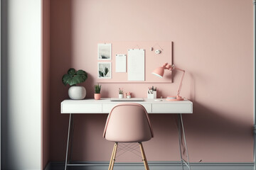 a light pink interior wall with a small cosy, living room