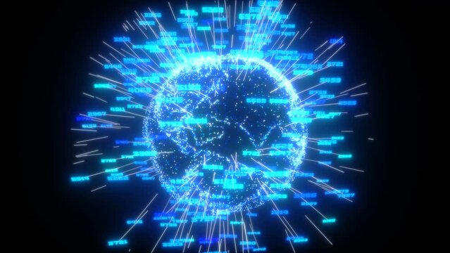 Seamless futuristic  animation of user interface FUI HUD world data screen design. Technology UI background. Cloud computing concept.