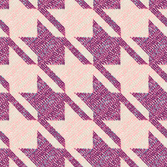 Seamless houndstooth pattern. Grunge texture in polka dot style. Bohemian ornament for textiles, blankets. Vector illustration.