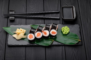 Maki rolls with salmon. Japanese food.