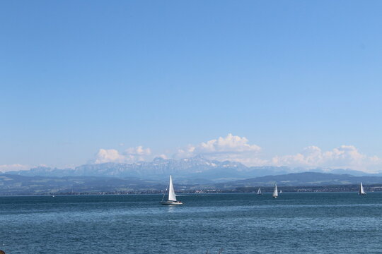 Sailboats on Lake Constance in Germany.