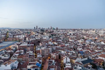 Foto op Canvas Madrid, Spain. April 6, 2022: Panoramic landscape at night from the Riu Plaza hotel. © camaralucida1
