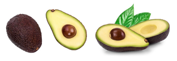 half avocado isolated on white background close-up. Top view