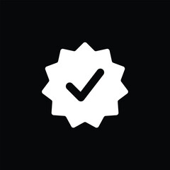 Verification star icon isolated on black background. Verify badge symbol modern, simple, vector, icon for website design, mobile app, ui. Vector Illustration