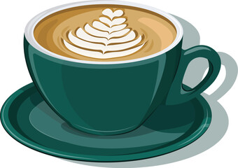 Flat White Coffee in Green Mug