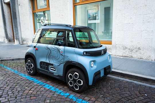 citroen ami electric car front and side view. Udine  Italy_January 28 2023