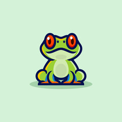 red eyed tree frog logo. colorful small animal mascot cartoon logo design. Red-Eyed Tree Frog, cute cartoon illustration of Central American rainforest frog design