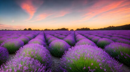 Fototapeta na wymiar Lavender Dreams at Sunset