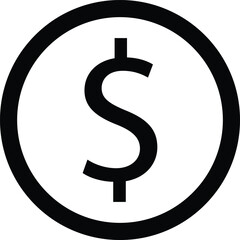 dollar sign icon vector in circle isolated on white background . money icon