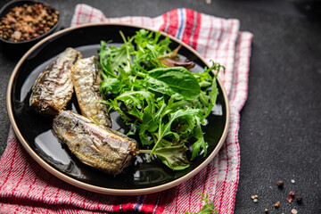 sardine salad seafood snack meal food on the table copy space food background rustic top view  