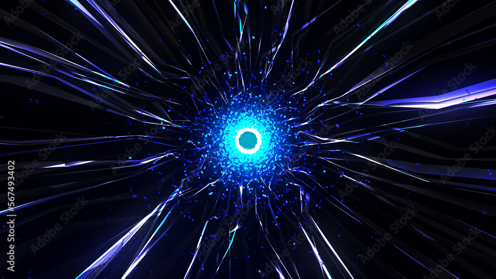 Poster Colorful Tunnel Background. Abstract circular tunnel tunnel. Vortex tunnel. Wormhole. Abstract energy tunnel in space. Astral travel. 3D rendering.