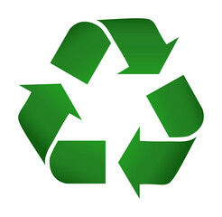The universal recycling symbol. 
Three folded green arrows that form a triangle. Zero waste vector illustration.