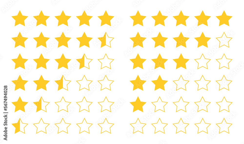 Poster star rating from 0 to 5 rating review icon set. five yellow mark illustration symbol. sign level top