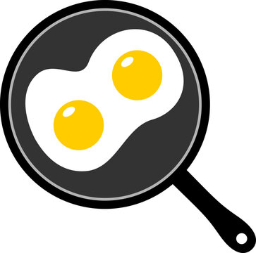 Omelette on a Frying Pan with Two Eggs Symbol Icon. Vector Image.
