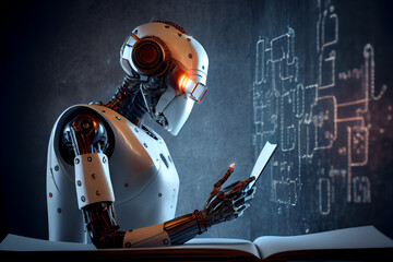 Roboter mit k&uuml;nstlicher Intelligenz am lernen oder am l&ouml;sen von Problemen - Generative Ai 