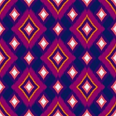 Ikat geometric folklore ornament, Tribal ethnic texture. Seamless striped pattern in Aztec style, Figure tribal embroidery, Scandinavian, Ikat pattern