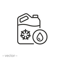 antifreeze fluid icon, coolant plastic bottle, water canister, thin line symbol, vector illustration eps 10