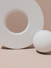 3D Rendering Pastel Color Studio Shot Product Display Background with Geometric Blocks for Beauty, Cosmetics or Skin Care Product Display..