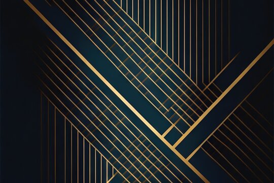  a dark blue and gold background with a diagonal design in the middle of the image and a gold stripe in the middle of the image.  generative ai