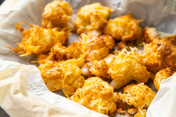 cauliflower baked cheese vegetable meal food snack on the table copy space food background rustic top view