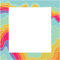 Decorative frame of wavy lines of different colors. Geometric pattern. Background with stripes.