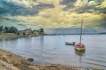 Brittany, Ile aux Moines island in the Morbihan gulf, the typical harbor in summer
