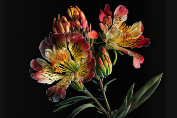 Obraz na płótnie Canvas Alstromeria Flowers, Illustration, Generative AI