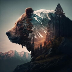 bear in the forest, mountain