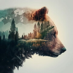 bear in the forest, nature