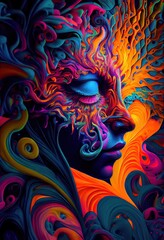 Vibrant Colors on a Human Face.. Generative ai