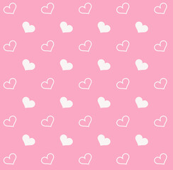 White Heart Happy Valentines Day.Hearts  pattern on pink background