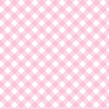 Seamless Pink Gingham Check Pattern.Stripes crossed diagonal lines.Seamless checkered background