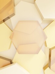 3D Rendering Honeycomb Shape Acrylic Glass Product Display Background for Honey Healthcare and Skincare Products