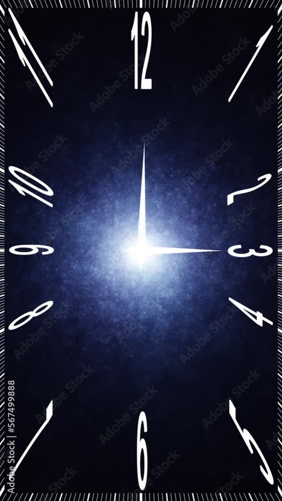 Poster infinity cosmos time looping clock on artistic glowing light universe science animation background. 